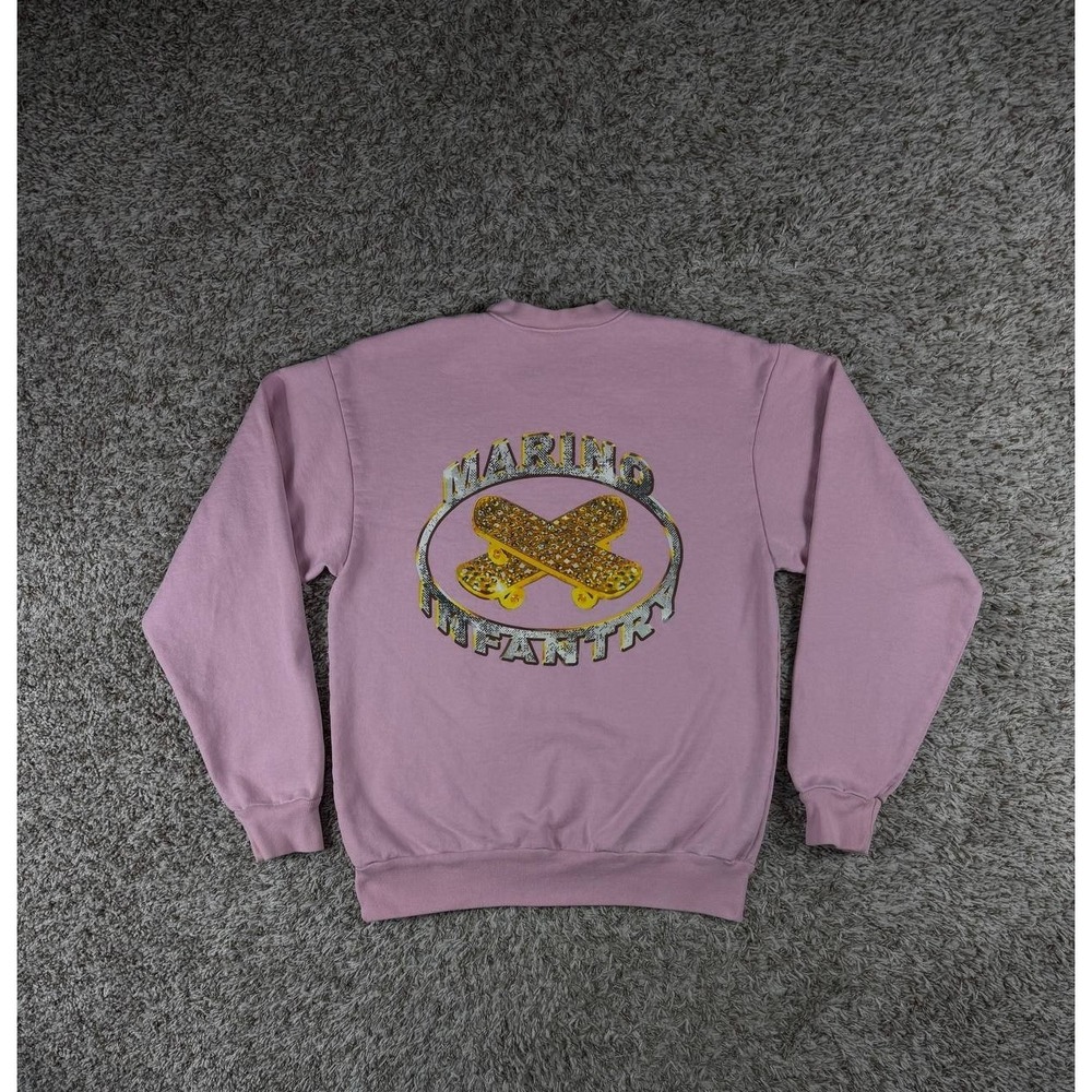 Marino Infantry Graphic Logo Pink Sweatshirt Men's Size Small